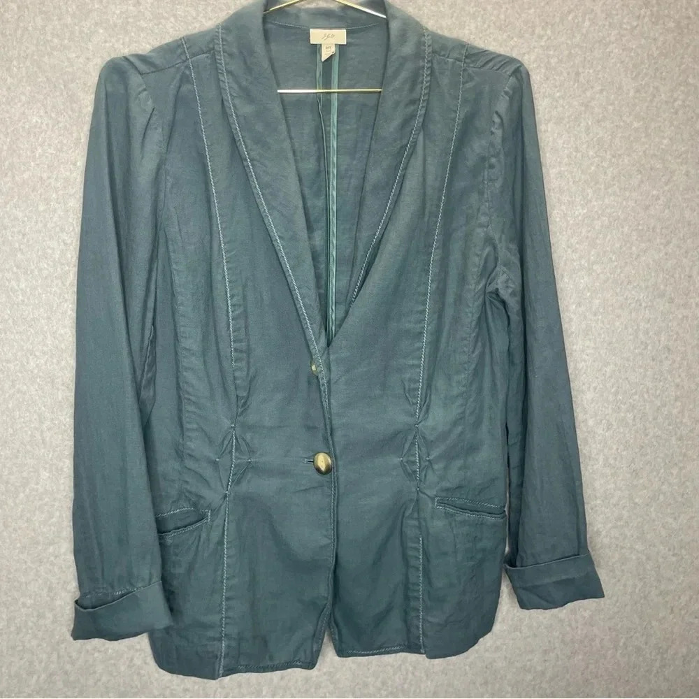 J. Jill Linen Lakeside Teal Blazer - Picture 2 of 6
